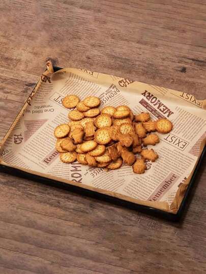 50/100 piezas Papel encerado con estampado de periódico vintage - Papel de envoltura de alimentos resistente a la grasa, adecuado para sándwiches, hamburguesas, aperitivos fritos y forros de freidora de aire - Suministros de cocina retro para hornear, envoltura de sándwiches, preparación de aperitivos, diseño nostálgico, material resistente a la grasa, uso doméstico