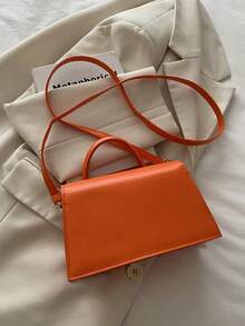 1 buah Tas Tangan Wanita Baru Berkualitas Tinggi, Desain Penutup, Tas Persegi Kapasitas Besar, Cocok untuk Belanja, Kencan, Semua Musim, Tas Bahu Serbaguna Minimalis Bergaya dengan Tali yang Dapat Dilepas dan Disesuaikan - Jeruk - View 9