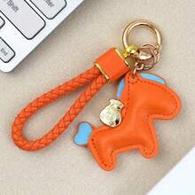 Leather Woven Rope Coin Purse Charm, Auspicious "Wealth Incoming" Key Chain, Cute Backpack/Car Key Ring Pendant - Multicolor - View 14