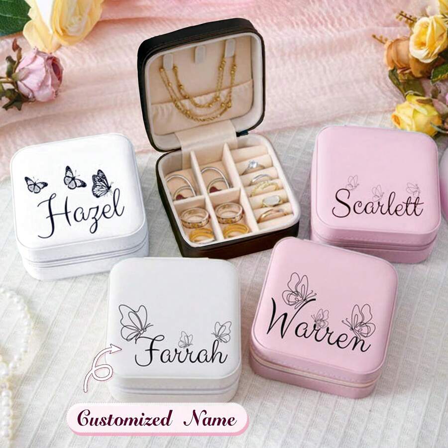 Personalized Butterfly Jewelry Box - Jewelry Travel Case, Bridesmaid Gift, Women's Gift, Mother's Day Gift, Bridesmaid Gift, Female Gift