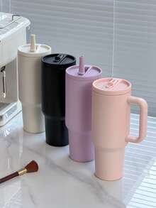 ELEGANTALCOVE 40盎司防漏杯，带手柄和可折叠吸管，双层真空隔热杯，适用于冷热饮品，简约风格旅行杯 - 多色/40oz - 查看 1