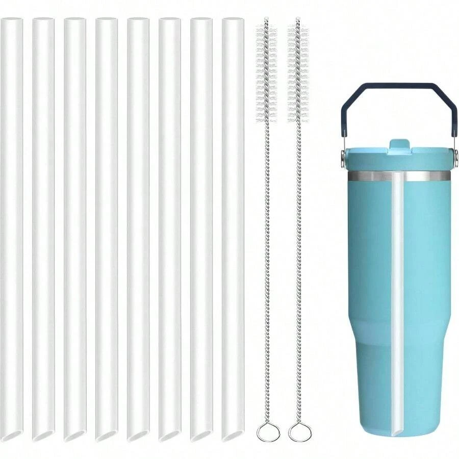 8 - Pack Straws IceFlow 2.0 Flip Tumbler 30oz Only Fit IceFlow Flip Straw Lid BPA - Drink Straws With 2 Cleaning Brushes, IceFlow 2.0 Accessories Parts - 適用於 30 盎司翻蓋 2.0 - 查看 1