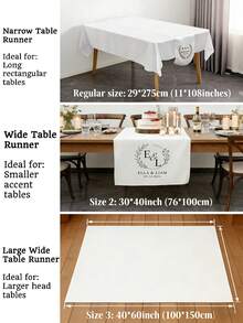 Customized Wedding Table Runner With Initials And Date, Wedding White Chiffon Tablecloth, Wedding Arch Decor, Wedding Reception, Bridal Shower, Party Decor, Birthday Parties, Dining Table Centerpiece Decoration, Personalized Gift - Multicolor - View 10
