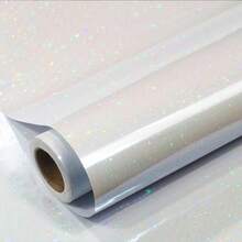 1 Roll Self-Adhesive Cold Lamination Film, Holographic Sticker Self-Adhesive Lamination Film, Transparent Cold Press Vinyl Craft, No Heating Required, No Laminator Needed, Handmade DIY, Applicable To Paper, Photos, Cards, Bottles, Phone Cases And Other Items - Star - View 1