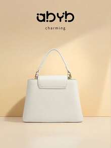 2026 New Luxury White Litchi Grain Handbag & Shoulder Bag, V-Shaped Buckle, Commuting Tote For Women - White - View 2
