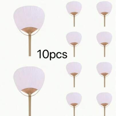 1 Pc/10 Pc White Paper Handheld Fan, Suitable For Weddings And Parties – Blank Fans That Can Be DIY-Painted, Featuring Blessings, Perfect For Guests, Dancing, Crafts, Photo Props, And Wall Decorations. Ideal For Halloween, Christmas Events, And Party Supplies.