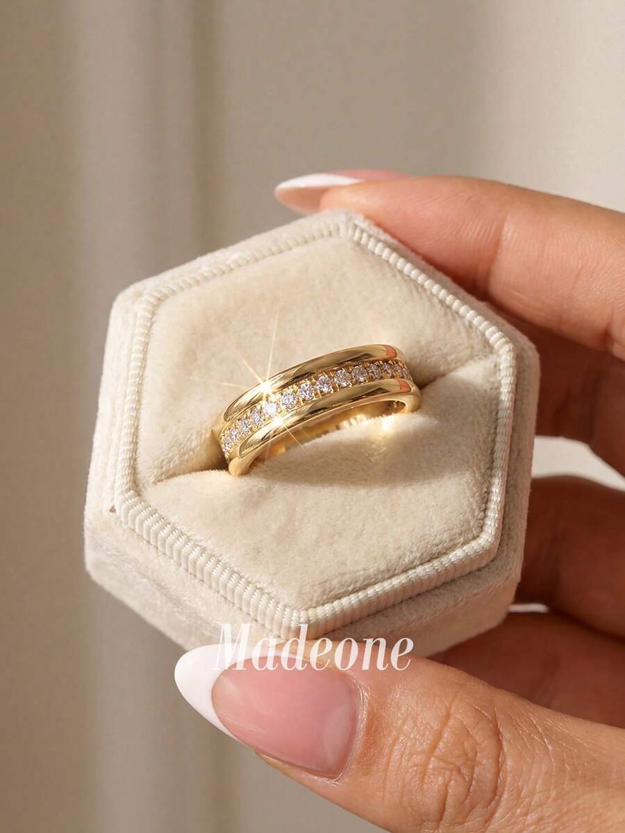 Stylever 1枚925纯银优雅时尚单排立方氧化锆戒指，基础款单戒，精致首饰，适合作为生日、派对、婚礼礼物送给女性。