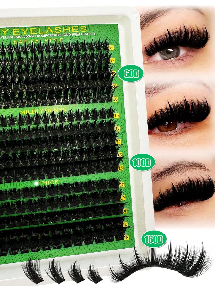 Spikes Lash Cluster Eyelash Extensions60D 100D 160D Thick Spiky Individuals Lashes 10-18mm Mega Wispy Eyelash Extension Fluff DIY D Curly Lash Extension Unique Spiky Cluster Eyelash Extensions Anime Individuals Fairy Cluster Lashes 8-18mm 260pcs DIY At Home - DD - 查看 1