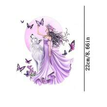 1pc/2pcs/3pcs Purple Girl Heat Transfer Printing Patch, DIY Iron-On Fabric Sticker Suitable For T-Shirt, Sweatshirt, Baseball Cap, Canvas Bag - 3PCS-s - View 3