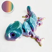 1/3/5/10pcs Flexible Posable Chameleon Figurines, 10cm/3.94inch, Random Body & Eye Colors, Durable Plastic Reptile Model For Home/Office Decor, Aquarium, Desk Display - Indoor/Outdoor Use, Ideal Gift For Reptile Lovers, Gradient Rainbow Chameleon Printed Model - Perfect Gift For Friends & Family - Artistic Desktop Decor - Movable Limbs - Suitable For Parties & Outdoor Display - Fish Tank Decoration - Multicolor - View 10