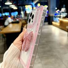 1pc Glitter Puff Shell, DIY Rhinestone Big Bow, Customized Name Phone Case, Personalized Name Design Cover, Customized Name Cover, Heart-Shaped Phone Case, Anniversary Gift, Valentine's Day Gift, Suitable For S25 Ultra/S25 Plus/S25/S24 Ultra,11/11 Pro/11 Pro Max/12/12 Pro/12 Mini/12 Pro Max/13/13 Pro/1 Pro Max/13 Mini/14/14 Plus/14 Pro/14 Pro Max/15/15 Plus/15 Pro/15 Max/16/16 Plus/16 Pro/16 Pro Max 16E, Android Phones - Pink - View 7