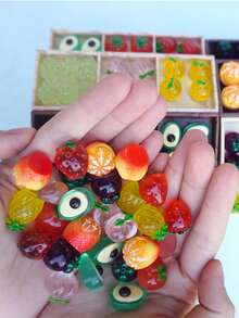 24pcs/30pcs Lifelike Miniature Fruit Set With Apricot Brown Fruit Shelf, 1:12 Scale Harvest Festival Decoration, Supermarket Diorama, Party Table Top Display, Photo Props (Note: Fragile During Transportation) - Multicolor - View 4