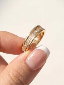 Stylever 1枚925纯银优雅时尚单排立方氧化锆戒指，基础款单戒，精致首饰，适合作为生日、派对、婚礼礼物送给女性。 - 款式1 - 查看 3