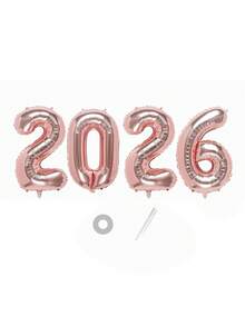 4个/套 32英寸“2026”数字字母铝箔气球，颜色包括金色、黑色、海军蓝、红色、粉色、绿色、银色、玫瑰金、紫色，适用于2026毕业派对、周年庆典、新年气球、毕业装饰 - 查看 18