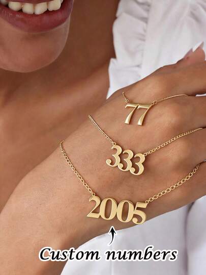 1pc Customizable Personalized Number Necklace, Stainless Steel Material, Can Customize Birth Year, Lucky Number, Birthday Gift, Gold Or Silver Chain Color Options, Customized Necklace, Women's Necklace, Ramadan Gift, Engagement Necklace, Customized Wedding Necklace, Mother's Day Gift, Nurse's Day Gift, Personalized Gift For Her
