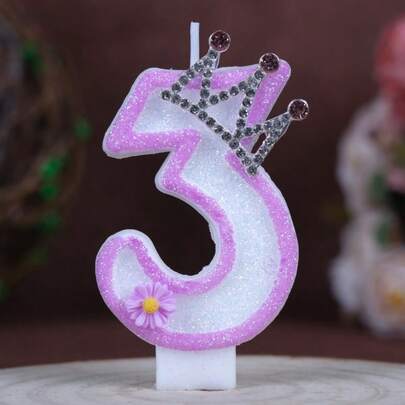 Creative Bestselling 0-9 Number & Letter Birthday Candles, Handmade DIY Birthday Cake, Festival Theme Party Decor Candles With Purple/Pink Outline, Rhinestone Crown, Purple Flower, Glitter, Colorful Painting, Elegant For Wedding, Birthday Celebration, Anniversary