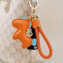 Leather Woven Rope Coin Purse Charm, Auspicious "Wealth Incoming" Key Chain, Cute Backpack/Car Key Ring Pendant - Multicolor - View 6