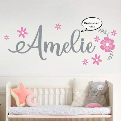 Custom Baby Name Wall Decal, Boho Personalized Name Wall Sticker, Kids Name Wall Decal, Nursery Decor, Dorm Room Decor