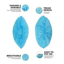 100 Pieces (50 Pairs) Of Extra-Thick, Non-Slip, Disposable Printed Non-Woven Shoe Covers. Breathable, Dustproof. Suitable For Indoor And Outdoor Use. Features Include: Breathable Design, Non-Slip Sole, And Non-Slip Shoe Cover. - Blue - View 6