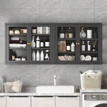 Wall-Mounted Metal Cabinet With Three-Sided Glass And A 5mm Thickened Glass Door. Features Adjustable Shelves For Customizable Display And Storage. Sleek, Space-Saving Design Keeps Collectibles And Essentials Dust-Free And Organized. - 黑色 - 查看 2