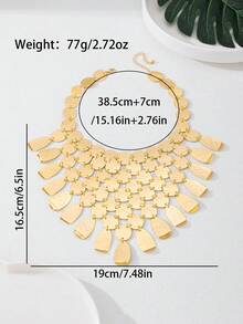 1 chiếc vòng cổ kiểu dáng Trung Đông thời trang dành cho nữ, đính kim sa, họa tiết hình học và da báo, thanh lịch cho các bữa tiệc. - vòng cổ đính kim sa - Xem 2