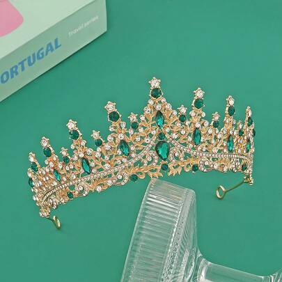 1 pieza Diadema con corona de strass brillante, múltiples opciones de color, corona elegante para fiesta de princesa, tocado de novia con corona de cristal para boda