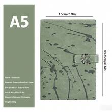 Cuaderno de anillas A5 con impresión, libreta de oficina para reuniones de negocios, cuaderno de alta gama con impresión - Libro estampado verde A5 - Ver 6