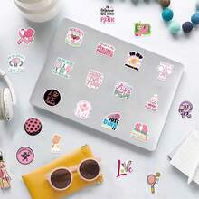 60 张粉色匹克球乙烯基贴纸，美观实用，适用于剪贴簿、日记本、保险杠、滑板、水瓶、头盔、水杯、汽车贴纸等。 - 隨機 - 查看 6