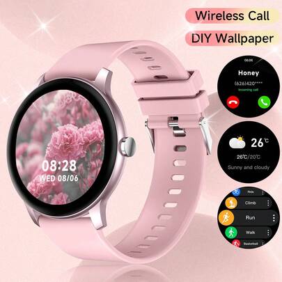 2026 New Unisex Smart Round Watch, Wireless Calling, Customizable Wallpaper, Message Notification, Weather Forecast, Camera Remote, Music Control, Sports Mode, Outdoor Activities