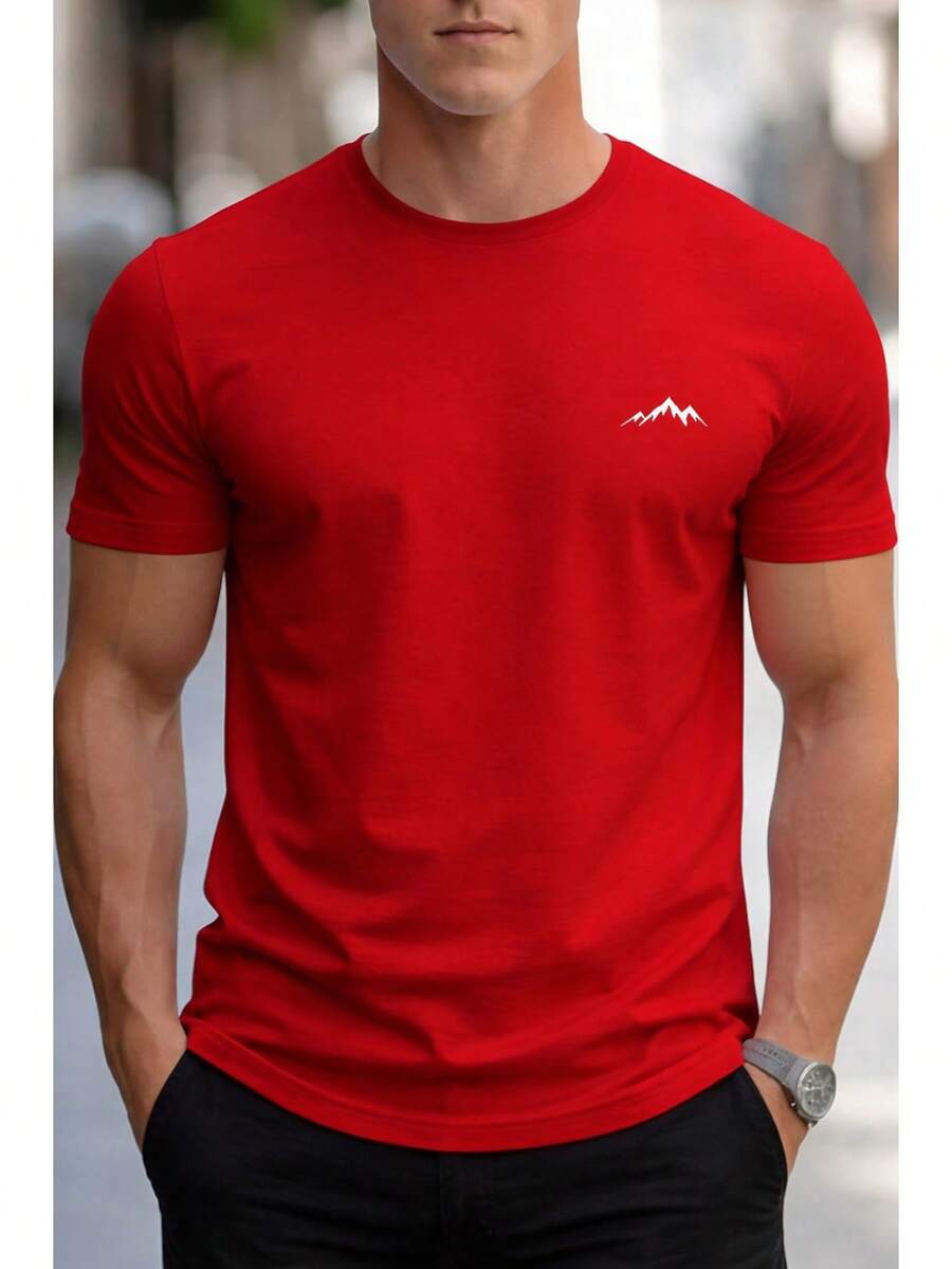 Everest Basic Men's T-Shirt - BLACK AND RED - View 1