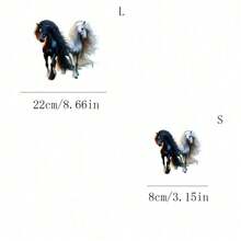 1pc/2pcs/3pcs Black & White Horse Heat Transfer Prints, DIY Ironing Fabric Stickers, Suitable For T-Shirts, Hoodies, Baseball Caps, Canvas Bags - L+S - View 1
