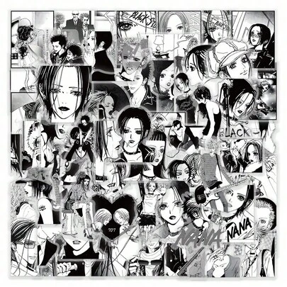 61pcs Black & White NANA Stickers, Suitable For DIY Planner, Phone, Laptop, Notebook, Christmas Gift