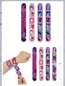 12/24条装 K-POP 动漫风格弹力手环，卡通人物可拆卸手环，生日派对小礼物，拍照道具，圣诞礼物，情人节礼物，复活节彩蛋填充物 - 彩色 - 查看 4