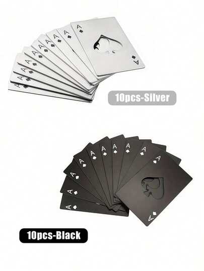 10pcs Metal Opener, Poker Card Bottle Opener, Groomsmen Ace Of Spades Bottle Opener, Stainless Steel Beer Bottle Opener For Your Wallet And Pocket, Room Decor, Accessories,Beer,Can Opener, For Outdoor, Camping