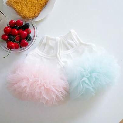 Fustă tutu de balet eterică pentru pisici și câini - Rochie pentru animale de companie cu bretele din plasă multistrat, moale și confortabilă, la modă pentru primăvară/vară