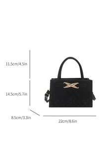 Bolso de mano de moda para mujer, bolso cuadrado pequeño, bolso mini con patrón de rombo bordado en metal de moda, bolso versátil de hombro y bandolera - Negro - Ver 4