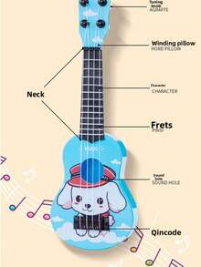 玩具吉他，家庭聚会音乐玩具，小狗图案尤克里里，逼真可弹奏尤克里里玩具 - 彩色 - 查看 9