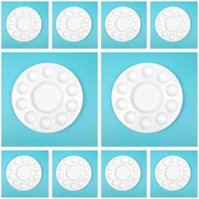Rackii 10pcs Plastic Paint Palette Trays - Reusable Artist Palettes For Oil, Acrylic & Watercolor Painting, Perfect Paint Holder Trays For Studios, Classes & Birthday Painting Parties