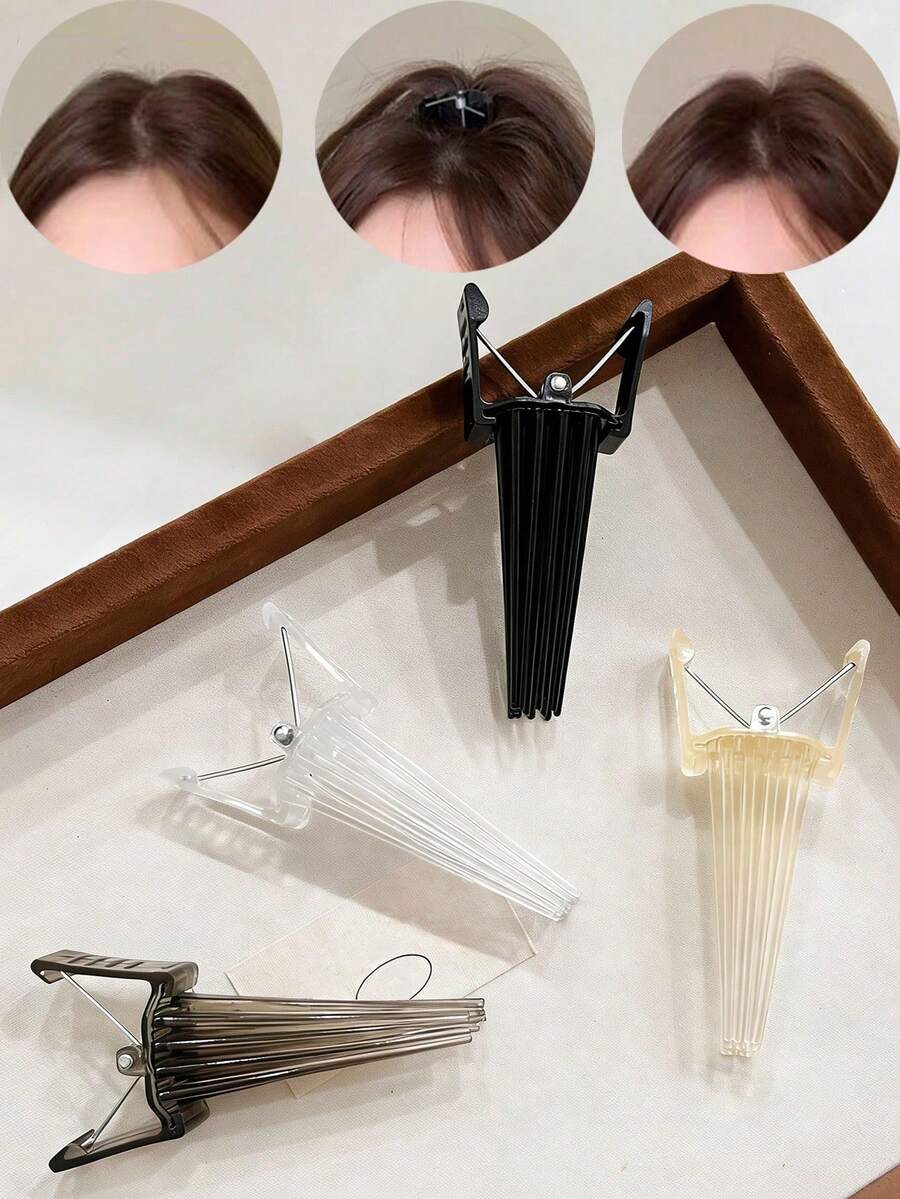 4件套极简日常平顶发夹，头皮提升器，隐形定位夹，刘海造型夹，鸭嘴夹美发造型套装 - 彩色 - 查看 1
