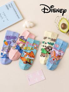 Disney 5双疯狂动物城市袜子，男女通用短袜，米奇卡通袜子，新颖透气时尚袜子，夏季礼物 - 彩色 - 查看 6