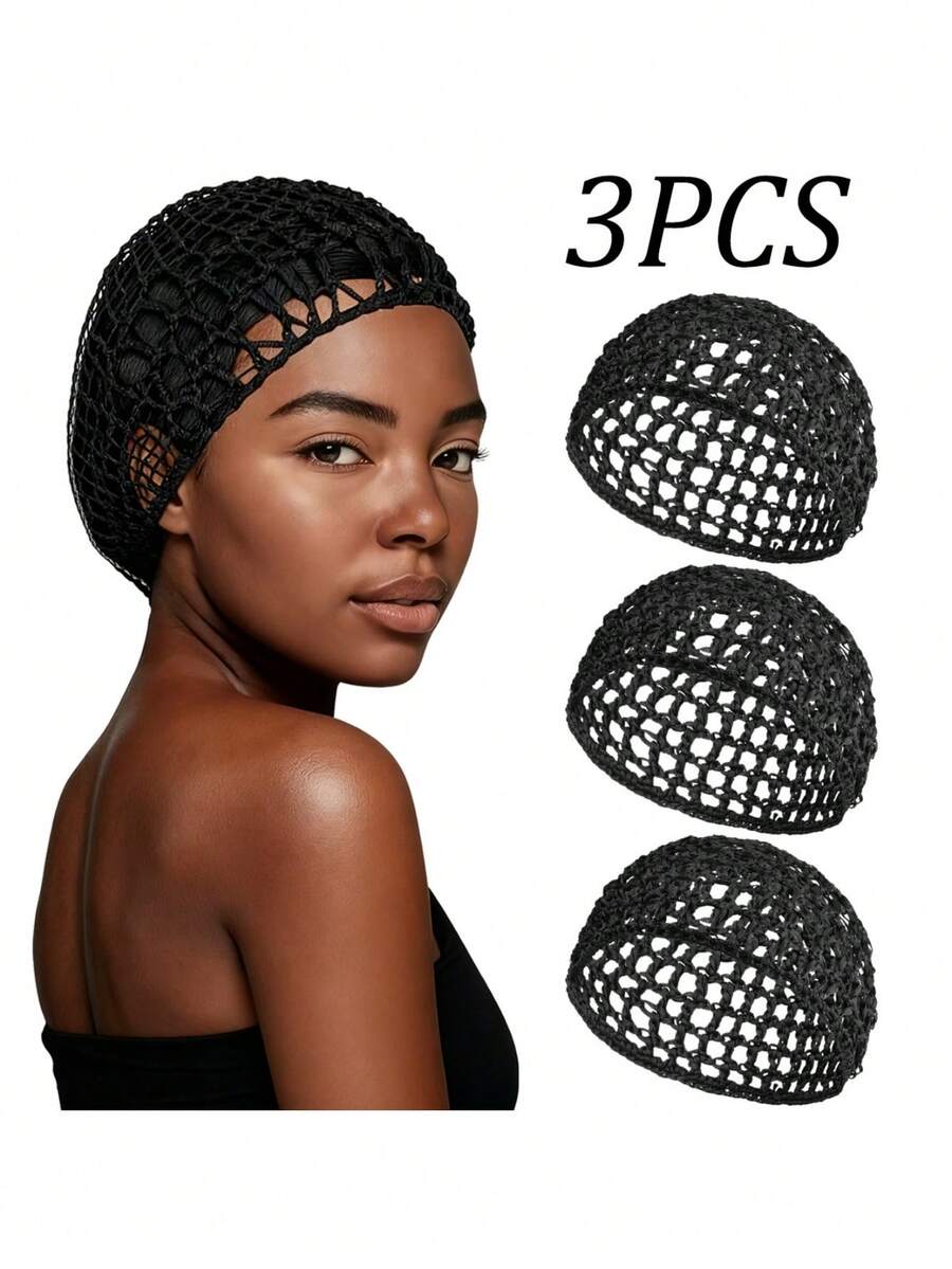 3pcs/Set Multi-Color Hair Net Cap, Wig Cap, Handmade Crochet Net Hat, Short Hair Net Cap, Multipurpose Sleep Cap, Hair Net, Hair Protecting Cap, Unisex - A - View 1