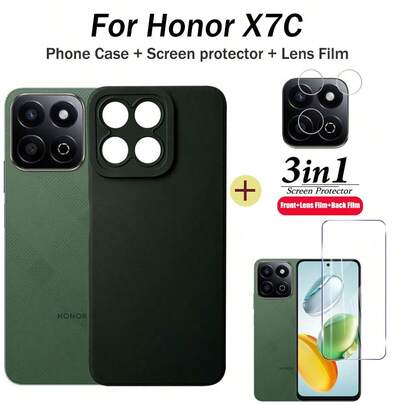 适用于荣耀X7C手机的防震手机壳，包含荣耀X7C钢化玻璃膜+屏幕保护膜+镜头膜