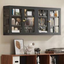 Wall-Mounted Metal Cabinet With Three-Sided Glass And A 5mm Thickened Glass Door. Features Adjustable Shelves For Customizable Display And Storage. Sleek, Space-Saving Design Keeps Collectibles And Essentials Dust-Free And Organized. - 黑色 - 查看 1