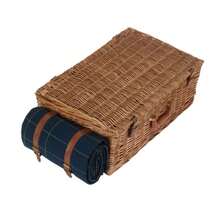 Red Hamper Blue Tweed Fitted Wicker Picnic Basket - Brown - View 3