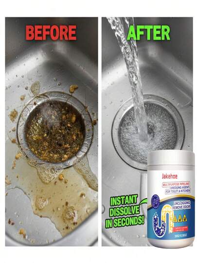 超级管道疏通泡沫清洁剂！告别排水缓慢和顽固堵塞！强力管道清洁剂，适用于厨房水槽、浴缸和马桶，瞬间溶解毛发、油脂和食物残渣，从此告别管道疏通的烦恼！