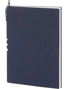 A5サイズ PUレザーソフトカバー ノートブック 120枚（240ページ） 100gsm 無地刷 背表紙ペン差し付き オフィス・学習・ギフト (ネイビー, A5) - ブルー - チェックする 1