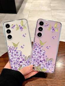 花朵图案 1 件装 时尚紫色风信子花卉艺术软壳手机壳，兼容华为荣耀、Galaxy A04e/12/A13/A14/A34/A50/A52/A53/A54/S21/S22/S23/S24/S25/S25Ultra/S25FE/S26/S26 Plus/S26 Ultra/S26 Edge、6A/7A/8A、12T/13T/15T/15T Pro，国际版，非国内版 - 無色 - 查看 2
