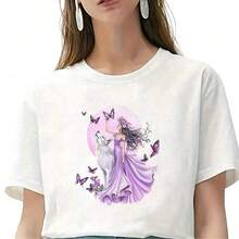 1pc/2pcs/3pcs Purple Girl Heat Transfer Printing Patch, DIY Iron-On Fabric Sticker Suitable For T-Shirt, Sweatshirt, Baseball Cap, Canvas Bag - 3PCS-s - View 4