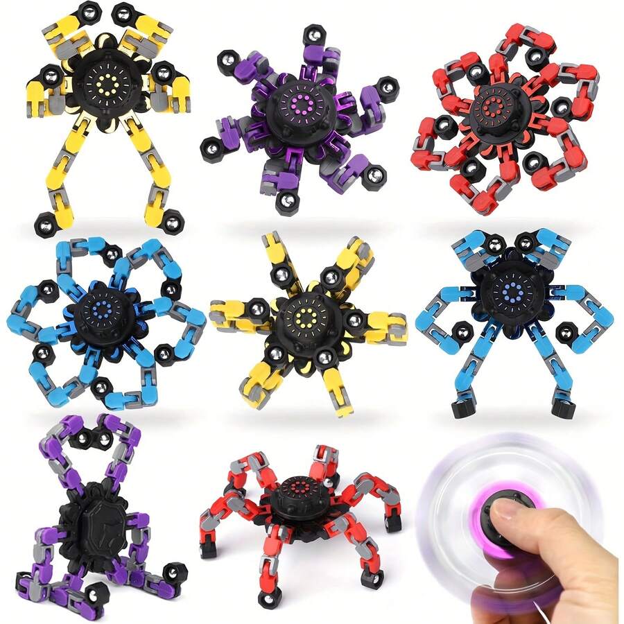 1/3/5pcs Random Mixed , Robot , Stress Relief Spinner, Creative Mechanical Spinner, Party Game Enhancer - Multicolor - View 1
