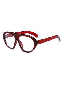 1 Pair Women's Large Frame Wine Red Flattering Casual Glasses - Burgundy - View 2